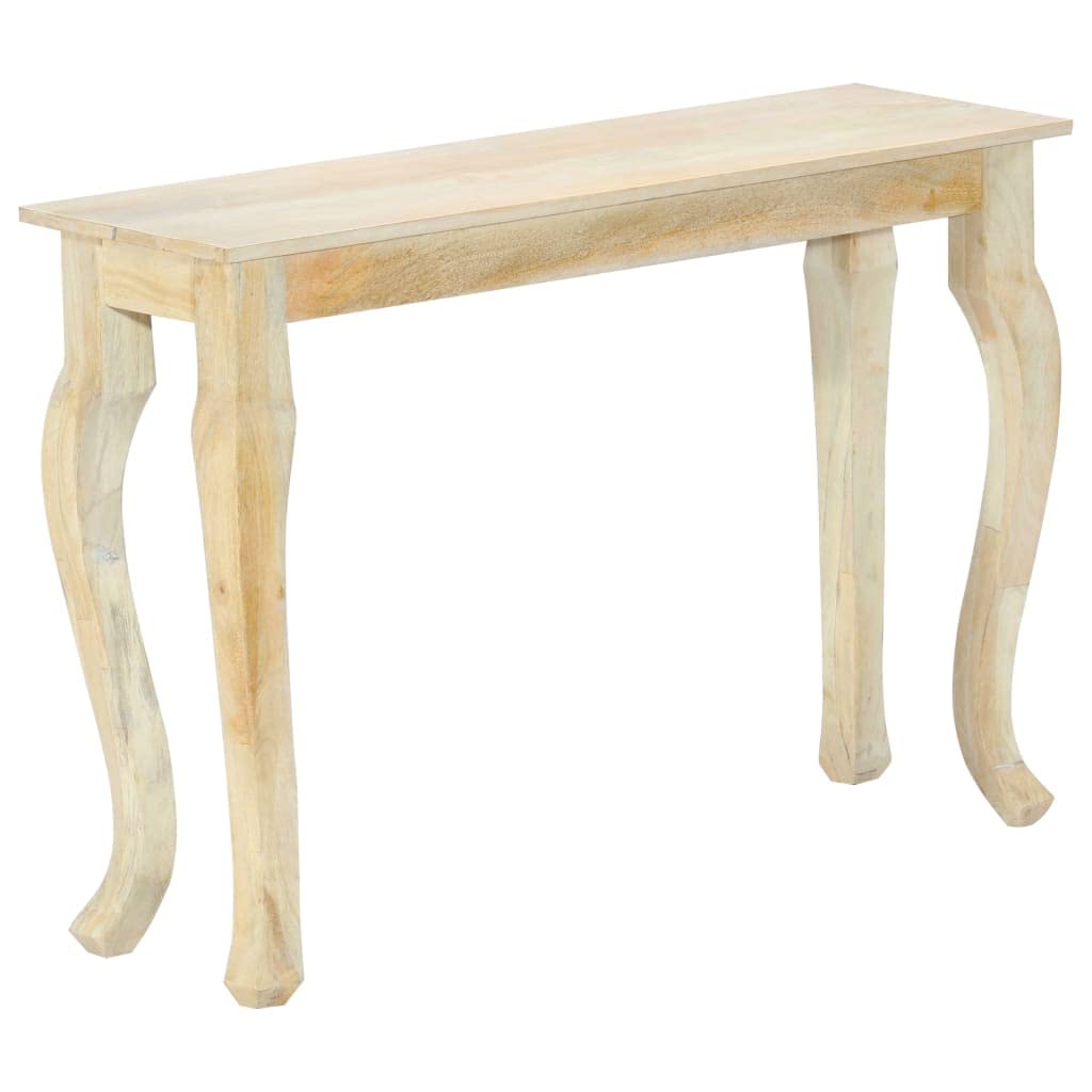 Mesa consola de 110 x 35 x 77 cm, madera maciza de mango, mesa auxiliar clásica con líneas curvas, elegante mesa de pasillo de madera de mango resistente para salón y vestíbulo