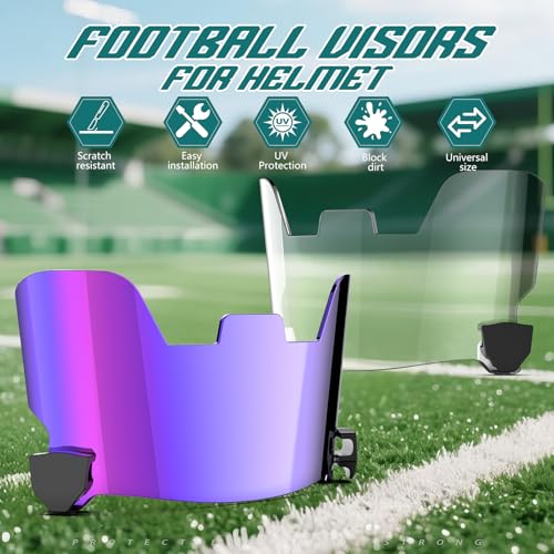 Image of KUBQLIG Football Helmet Visors, Clear and Tinted, 1 or 2 Pack | Clear and tinted options for many youth and adult facemasks with installation hardware