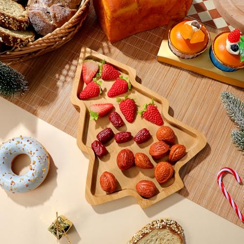 Plato navideño de sushi Uonlytech 28x20x1.7cm madera natural miniatura 4