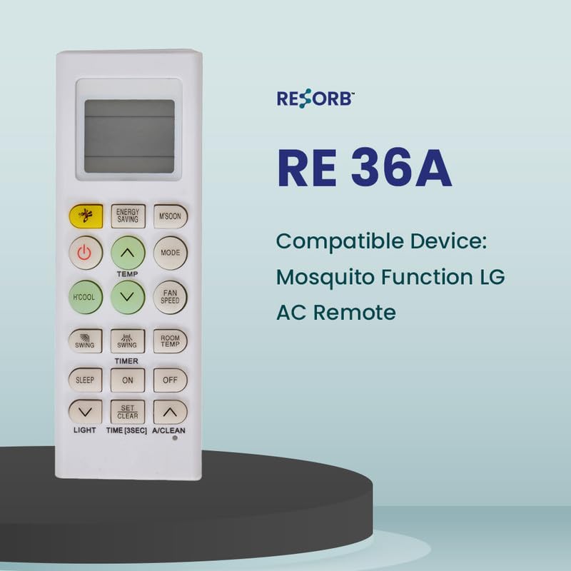 Image of AC Remote Control Compatible with LG AC AKB73975615 | Mosquito Function Button | White IR Replacement Remote | White | RE36A