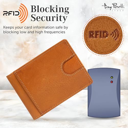 Tony Perotti Italian Leather Slim Money Clip Wallet for Men - Bifold Ultra Slim RFID Wallet With Credit Card Slots - Eco-Friendly Tanned Full Grain Leather Made in Italy3
