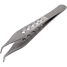 Premium Quality Adson Tissue 1x2teeth Forceps 4.75", Curved, Fenestrated Grip, Stainless Steel