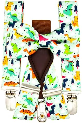 Kamercy Boy Suspenders Bow tie Set, Dinosaur Suspenders, Kid Outfit, First Birthday Boy, Ring Bearer Outfit, Toddler Suspenders