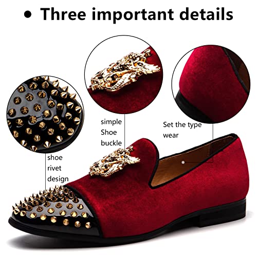 Image of Meijiana Mens Velvet Loafers Dress Shoes with Metal Embellishments Party Luxury Loafer Shoes