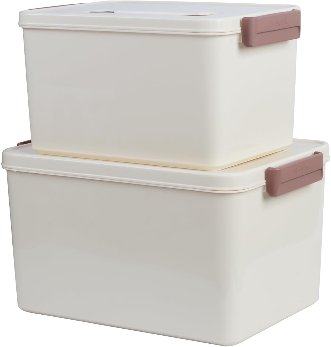 YXQ 2 Packs Plastic Storage Bins with Lids Large Storage Box with Handle Stackable Containers for Organizing, 10L&16L