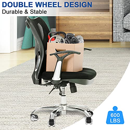 Office Chair Wheels Replacement (Set Of 5) 2'' Caster Wheels For Office Chair Smooth Rolling Heavy Duty Casters - Safe For All Floors Including Hardwood - Universal Stem 7/16 Inch, Black #TOP4