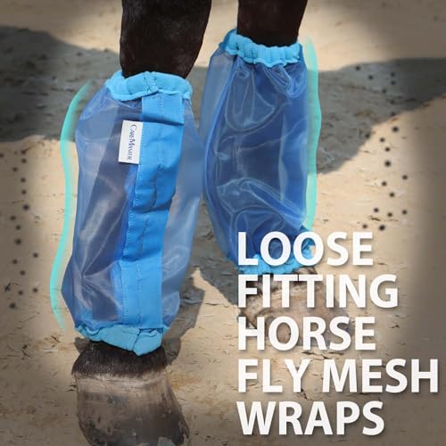 Image of Universal Size Horse Leggings Fine Mesh Greatly Reduce Stomping Breathable Horse Boots Leg Wraps (Set of 4) Blue