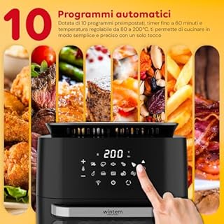 Avilia - Friggitrice ad Aria 12 Litri XXL con Display Touch 1800W, 12 Programmi, Accessori Inclusi e Cottura ad Aria 360° per Piatti Croccanti e Sani con Uso Facile e Pulizia Rapida