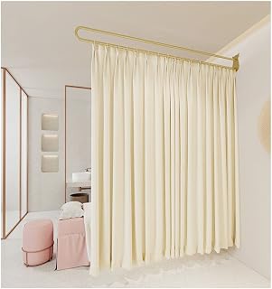 Beauty Salon Partition Curtain, Divider Screen Protection Privacy, with Metal Bracket, Move Track Curtain Kit for Bedroom Beauty Salon Lounge, Wall-Mounted (Color : Beige, Size : 200x220cm