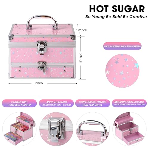 Hot-Sugar-Makeup-Kit-for-Teens-with-Train-Case-Portable-Beginner-Makeup-Gift-Set-Makeup-Beauty-Kit-for-Girls-PINK
