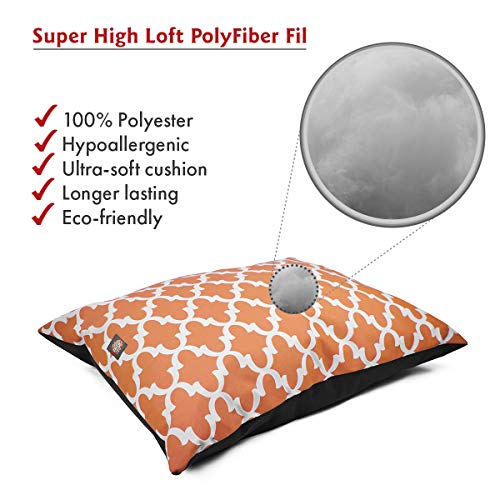 Image of Majestic Pet Rectangle Medium Dog Bed Washable - Non Slip Comfy Pet Bed - Dog Crate Bed Super Value Pillow Dog Bed - Dog Kennel Bed for Sleeping - Dog Bed Medium Breed 35 x 28 Inch - Trellis Orange