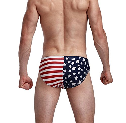 Banana Bucket Men's America Flag Stars Low Rise Swimwear Bikini Briefs Beach Swimsuit2