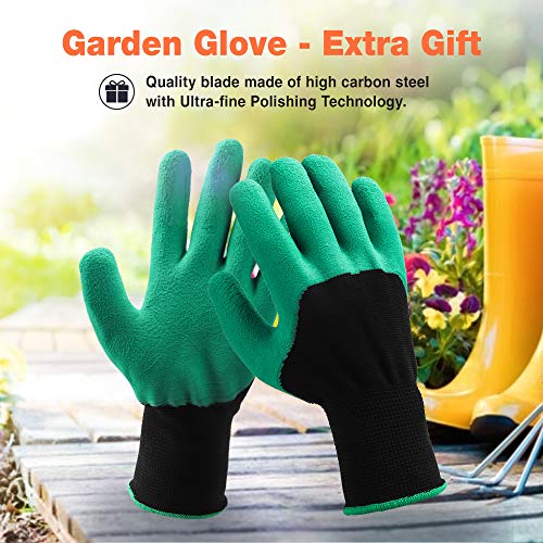 ONEBOM Garden Pruners, 3 Pack Garden Shears Cutters with Gloves, Professional Bypass Stainless Steel Heavy Duty