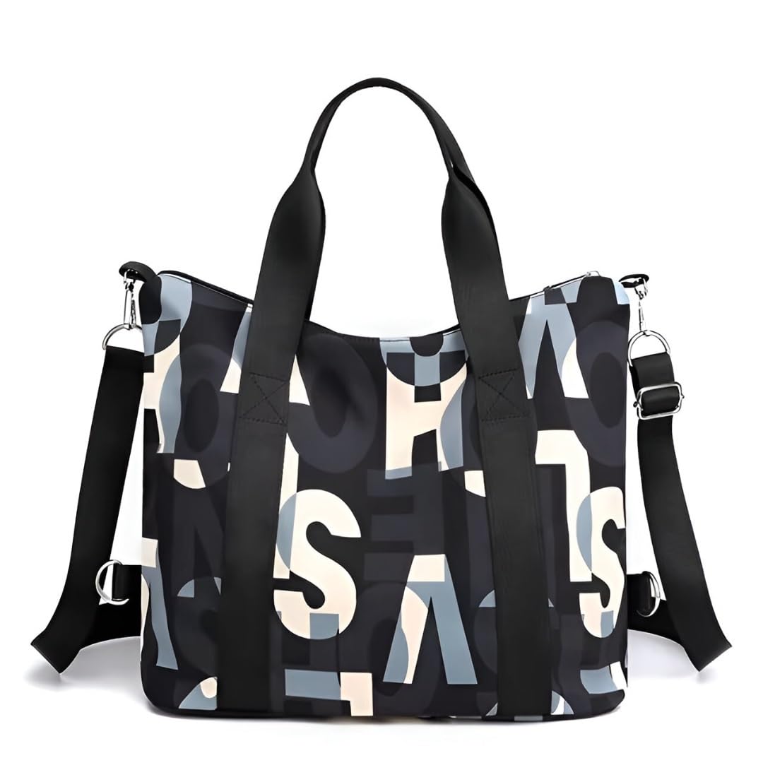 Women's Large Capacity Gym Bag & Travel Duffel Bag | Stylish Letter Print Tote with Adjustable Shoulder Strap | Waterproof Casual Weekend Bag-picture-23