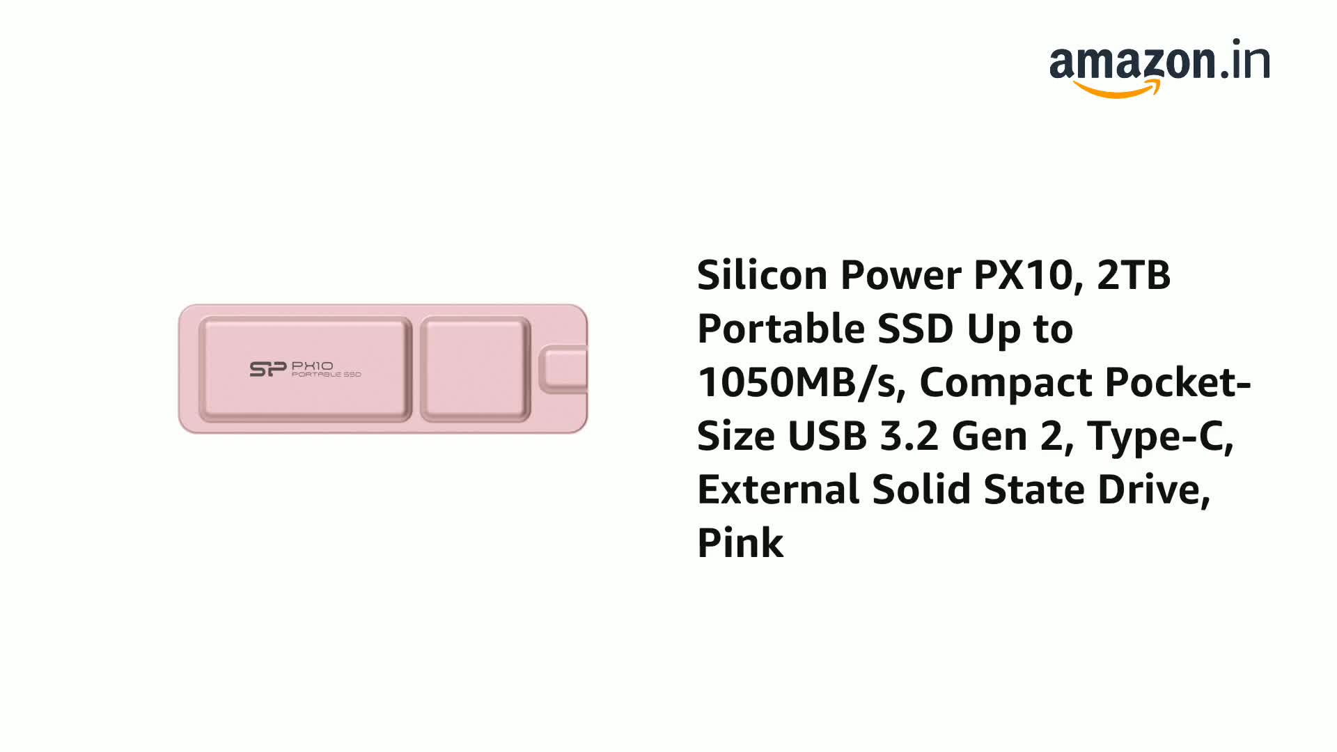 SP Silicon Power PX10, 2TB Portable SSD Up to 1050MB/s, Compact