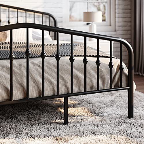 Sha Cerlin King Size Metal Platform Bed Frame With Victorian Style Wrought Iron-Art Headboard/Footboard, No Box Spring Required, Black #TOP6