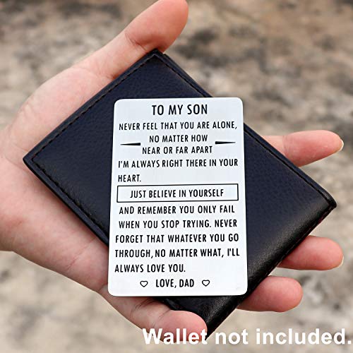 XYBAGS Gifts for Son from Dad, To My Son Engraved Wallet Card Inserts with Inspirational Quotes, Christmas, Birthday, Graduation, Gift Ideas2