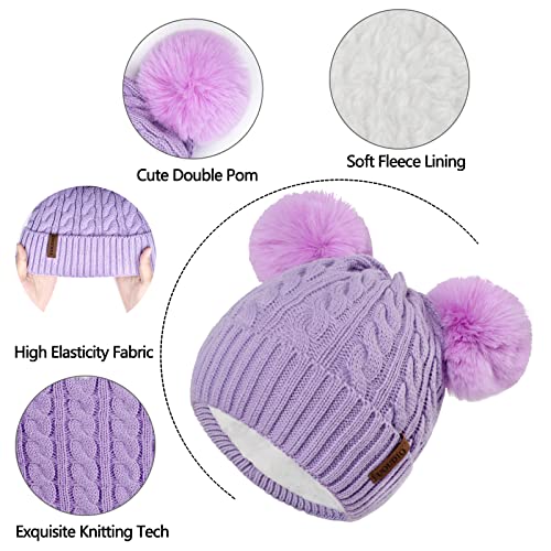 Kids Winter Hats Gloves Scarf Set for Girls Toddler Beanie Neck Warmer Thick Fleece Lining Cap3