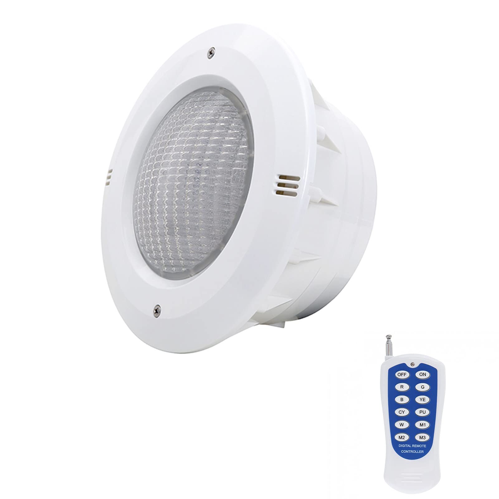 Kit Luce per Piscina a LED per Custodia Par56 RGB, Materiale per PC Impermeabile AC 12V IP68 con Telecomando (12 Keys,24W)