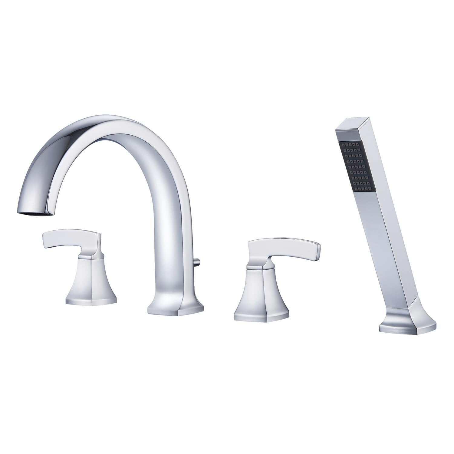 Roman Tub Faucet Deck Mount Tub Filler Chrome Waterfall Bathtub Faucets 4 Hole Brass Bathroom Faucets with Hand Shower