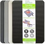 Simply Genius Rectangular Cutting Board Set - Color-Coded Cutting Mats for Kitchen - Dishwasher-Safe Plastic Chopping Board - Pack of 4, 8 x 11 in, Light Gray
