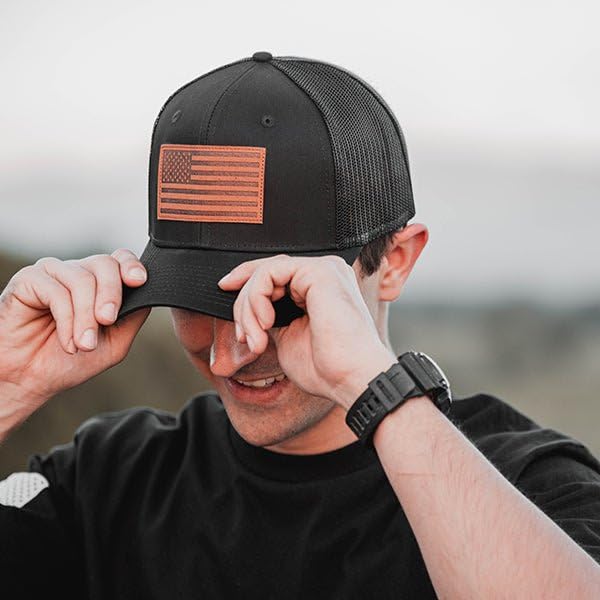 Image of Tactical Pro Supply Leather Flag Patch Snapbacks Hat for Men and Women