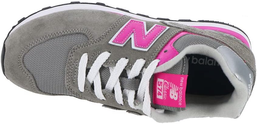 New Balance Kids 574 V1 70s Racing Lace-up Sneaker, Grey/Pink, 6.5 M Big Kid (8-12 Years)