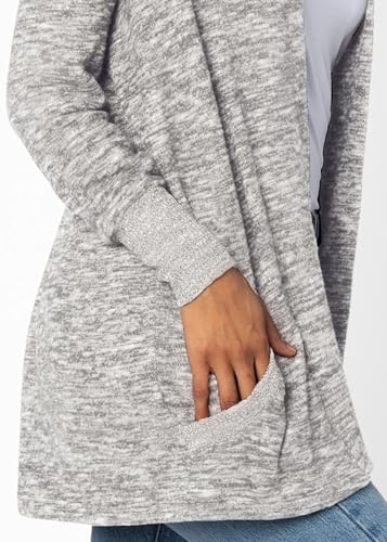Image of chicka-d Women's Cozy Fleece Cardigan Heather Grey
