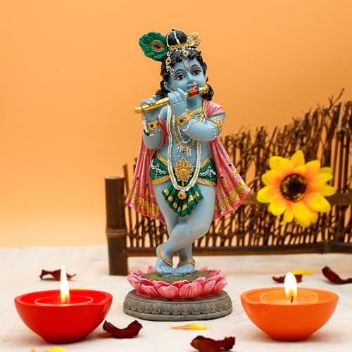Estatua de Lord Krishna Hindú de 8.3 pulgadas miniatura 3