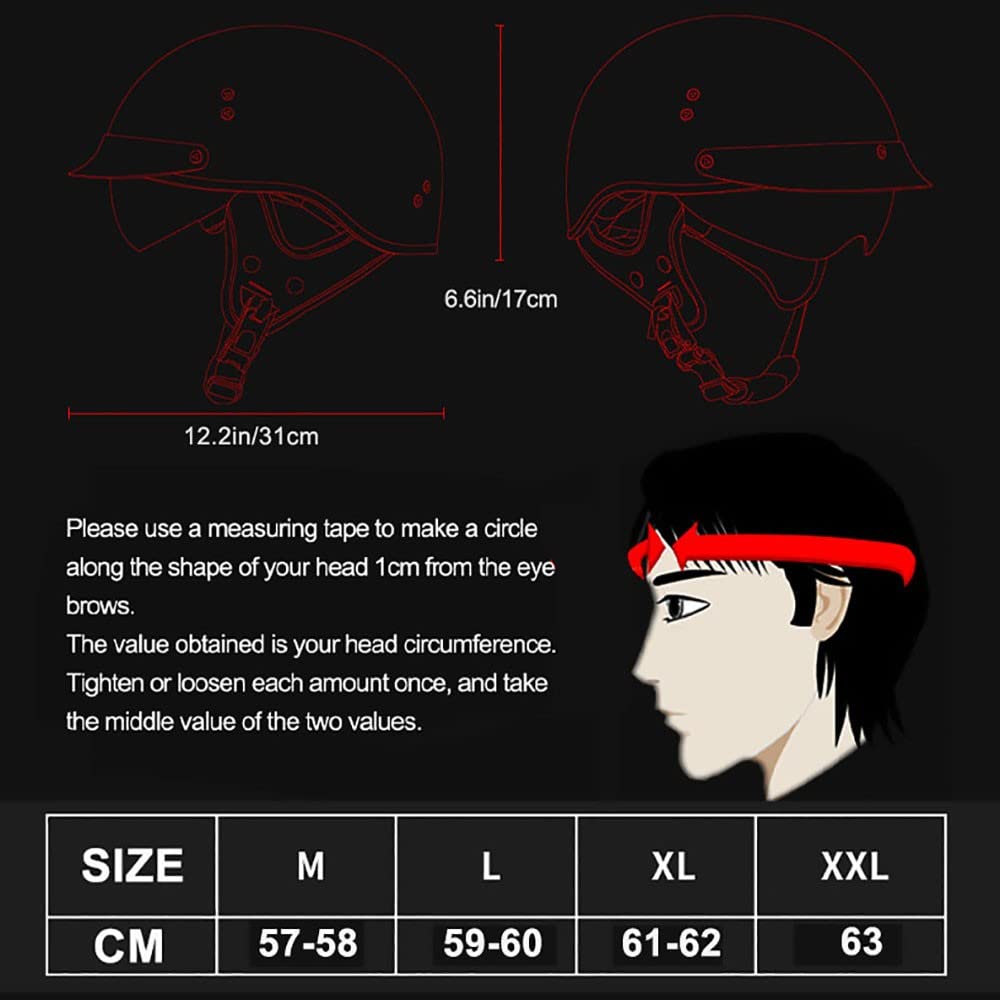 Casco Jet Vintage Demi Caschi Cromwell con Visiera UV Occhiali Motociclo Aperto Faccia Casco Jet Moto Scooter Omologato ECE 22-05 Visiera Parasole AntiGraffio 57-63cm