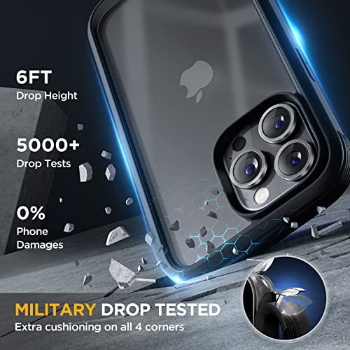 Image of miracase Glass Series Designed for iPhone 14 Pro Max Case 6.7 Inch, Upgrade Full-Body Bumper Case with Built-in 9H Tempered Glass Screen Protector, with Camera Lens Protector, Matte Black