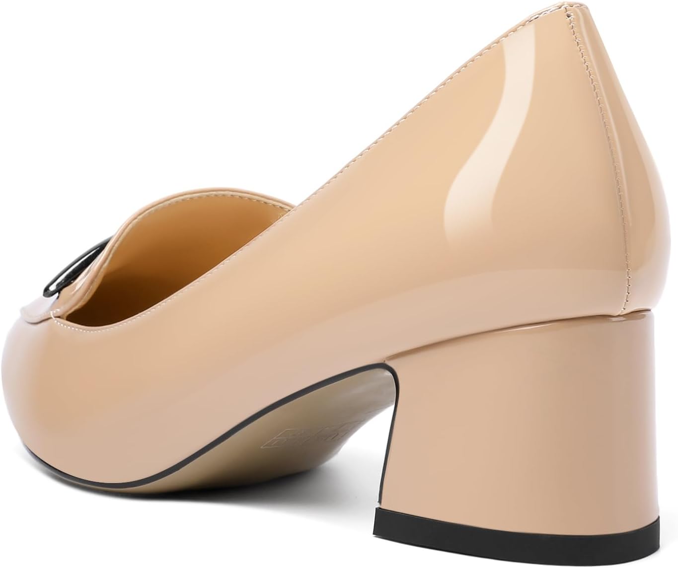 Soireelady Womens Block Heel Low Chunky Heels, Pointed Toe Loafer Heels Slip On Dress Shoes 2'' - Image 6