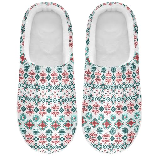 Fuzzy Memory Foam Slippers for Women/Men Pattern Of Traditional Nordic Patterns Fluffy Winter House Shoes Indoor and Outdoor2