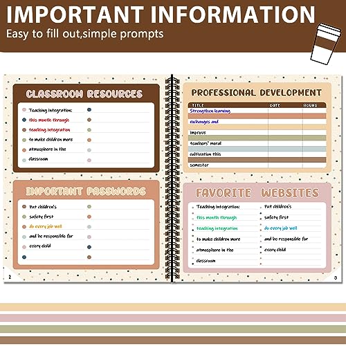 Boho Teacher Planner Rainbow Teacher Plan Book School Year Planner With Lesson Plans Colorful Stickers New Undated Teacher Lesson Planner For Classroom or Homeschool 9\'\'X11\'\' (color, 135 pages) - Thumbnail 3