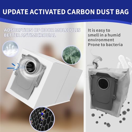 Image of 25 Pcs Saros 10R Accessories Kit Compatible with Roborock Saros 10R / Saros 20 / Qrevo CurvX Robot Vacuum,6 Activated Carbon Dust Bags,1 Set Main Brush, 4 HEPA Filters, 6 Mop Pads, 6 Side Brushes