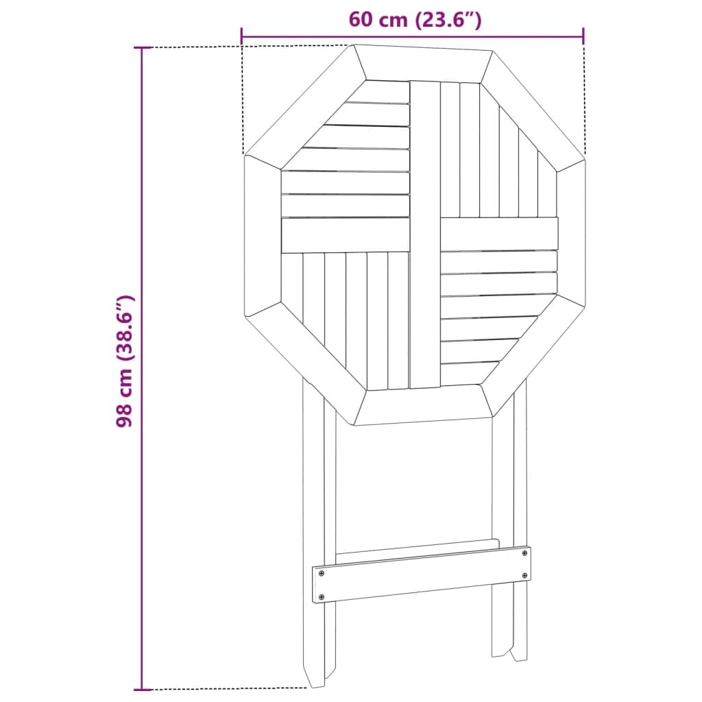 Tavolo da giardino pieghevole in legno massiccio di acacia, diametro 60 x 75 cm, tavolo da terrazza con effetto a doghe, tavolino salvaspazio per balcone, giardino e campeggio