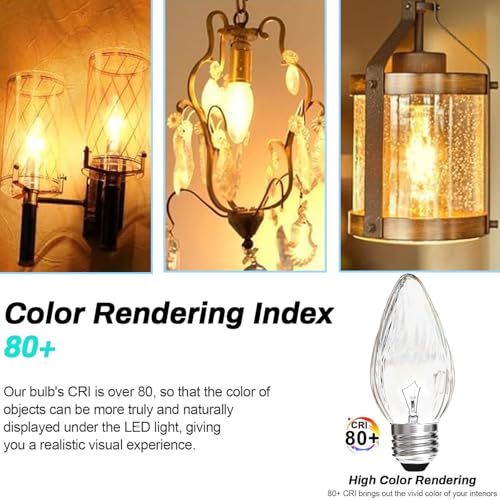 F15 40W Incandescent Light Bulbs, Daylight White 5000K,ge Light Bulbs 40 watt,Dimmable,E26 Medium Base,Vintage Wrinkle Glass Cover,4 Pack - Thumbnail 4