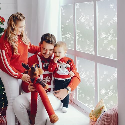 Image of HOME13 Snowflake Frosted Window Film Decorative Static Cling Window Film Window Clings Privacy Non-Adhesive Snowflake Glass Film for Living Home (24x25, White)
