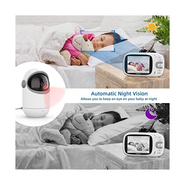 TakTark Babyphone mit Kamera, Baby Monitor 3.2'' Zoll Babyfon mit Ferngesteuerter Pan-Tilt Drehung Weitwinkel Kamera… – Bild 7