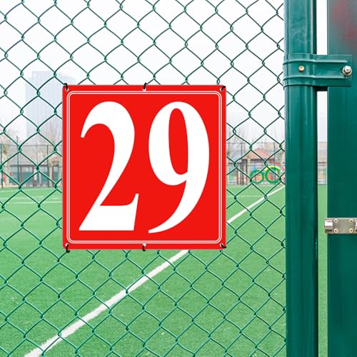 Image of Premium Aluminum Number Signs 29, Metal 12 inch X 12 inch Red Numbered Signs Outdoor for Parking Lots, Floor, Dock, Court, Aisle, Field, High Visibility, No Fade, Weather-resistant