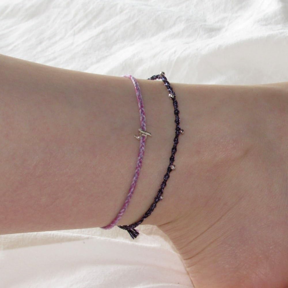 Silver Ball Anklet Daily Wish Thread Gift for Mom Girlfriend Boyfriend BF Couple Always 13.4 inches