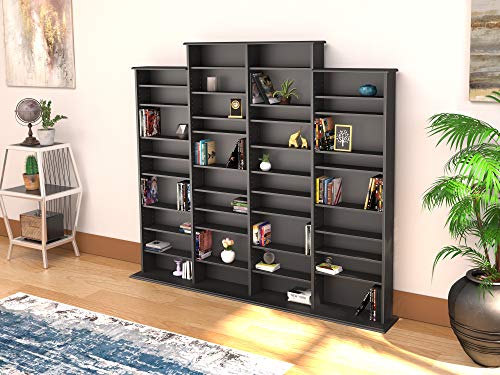 Image of Prepac 4 Column Tall Cabinet Media, Quad Width Wall Storage, Black