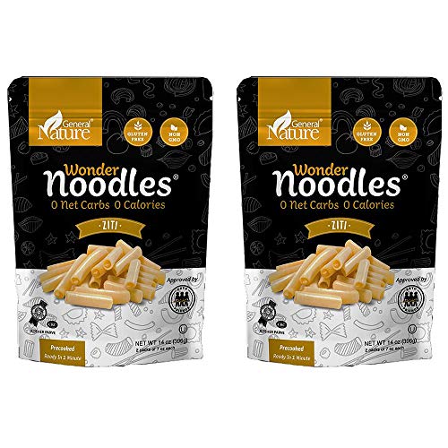 Wonder Noodles 2 Pack Keto Pasta - Zero Carb Noodles - Kosher, Vegan Friendly, No Sugar, No Fat - Ready to Eat, Paleo Pasta - 2 Pack ZITI (28 Oz.)