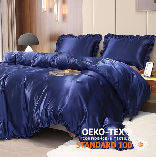 Freyamy Bettwäsche 155x220cm 2tlg Glatt Luxus Seide Bettwäsche Set – Ansicht 3
