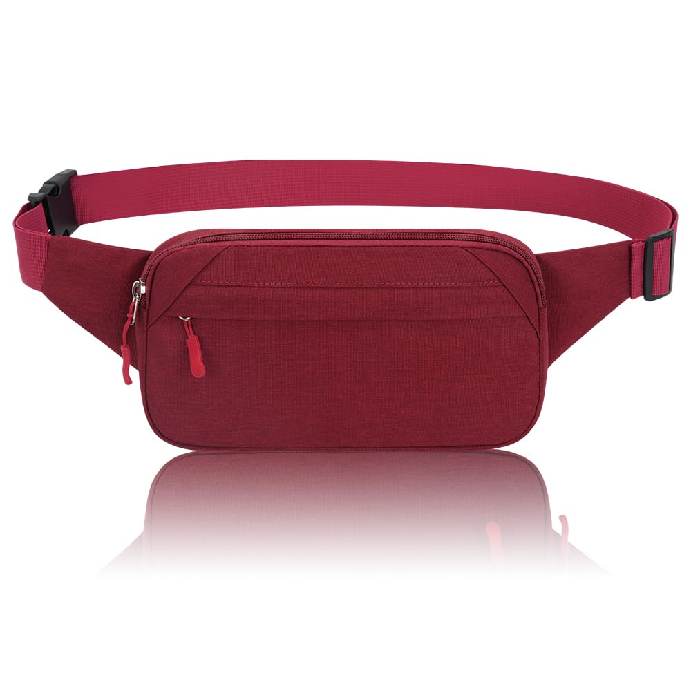 Bumbag Waterproof Bum Bag Waist Fanny Pack Running Belt for Men Women Unisex Bum Bag with Adjustable Belt for Outdoors Workout Hiking Gifts for Ladies Boys (Red)