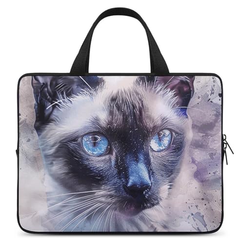 Maletín bandolera para laptop 12 pulgadas con diseño de gato miniatura 1