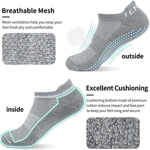 Image of 3 Pairs Non-Slip Yoga /Pilates Socks with Cushioned Sole & Anti-Skid Grip for Women Men, Home /Hospital /Workout /Sports