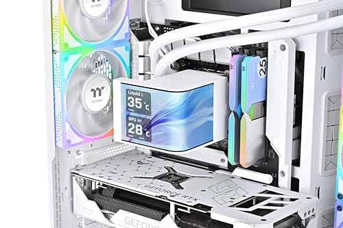 Thermaltake MAGCurve 360 Ultra | AIO ARGB | Écran AMOLED incurvé 2K 6,67” | TOUGHFAN EX 120 ARGB + pales inversées | Radiateur 360 mm | Blanc Neige
