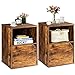 GOPLUS Lot de 2 Tables de Chevet avec 1 Tiroir et 1 Compartiment Ouvert, Table de Nuit Style Industriel Table de d'Appoint Polyvalente, pour Maison, 40X43X60 CM (Industriel, 1 Porte)