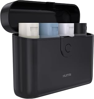 HUITAI Travel Bottles with Case, 4x2oz TSA Approved, Leak-Proof, Press to Unlock, Compact & Portable Travel Toiletries (Black)